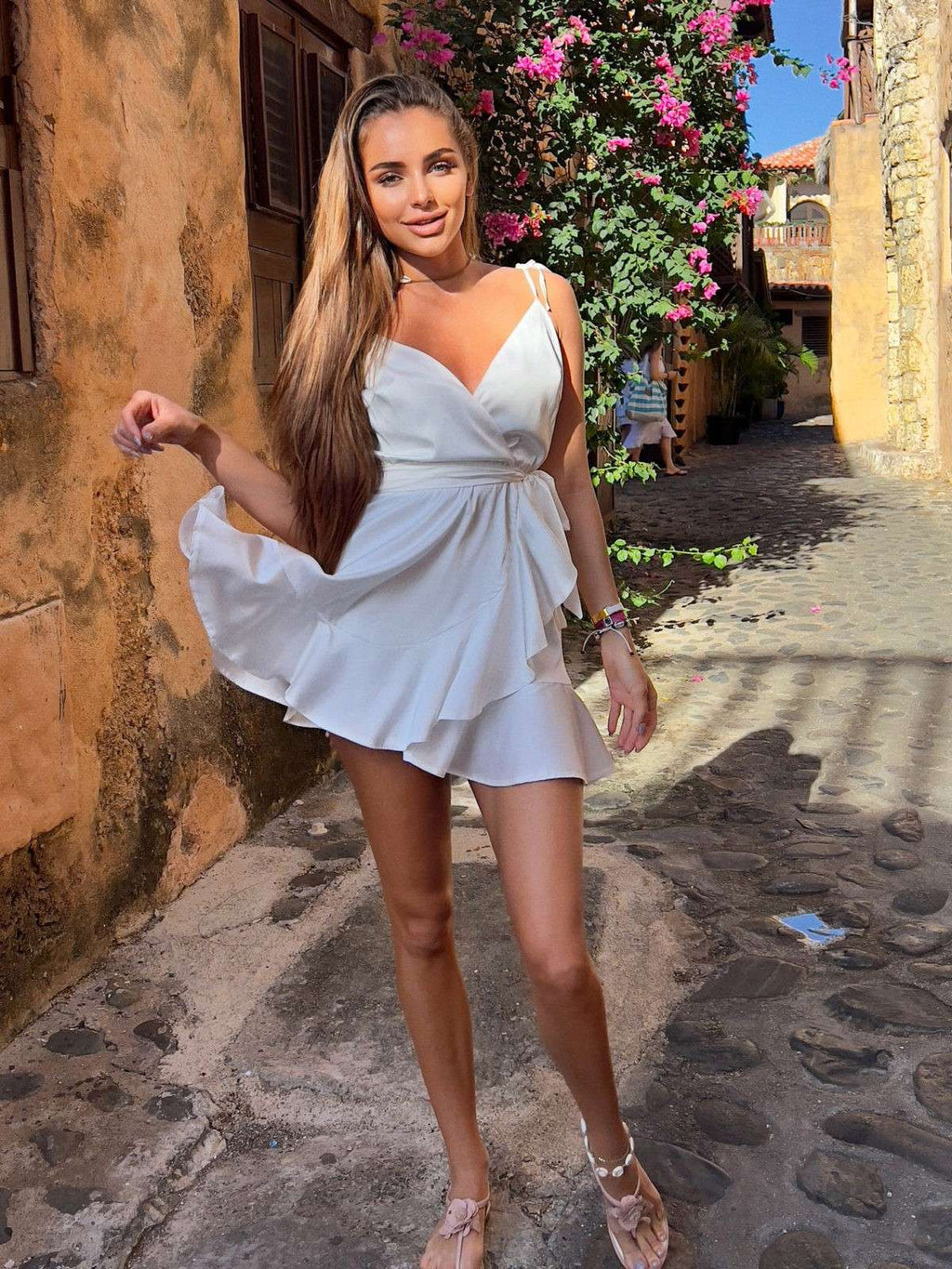 Spaghetti Summer Dress With Playful Ruffle Skirt